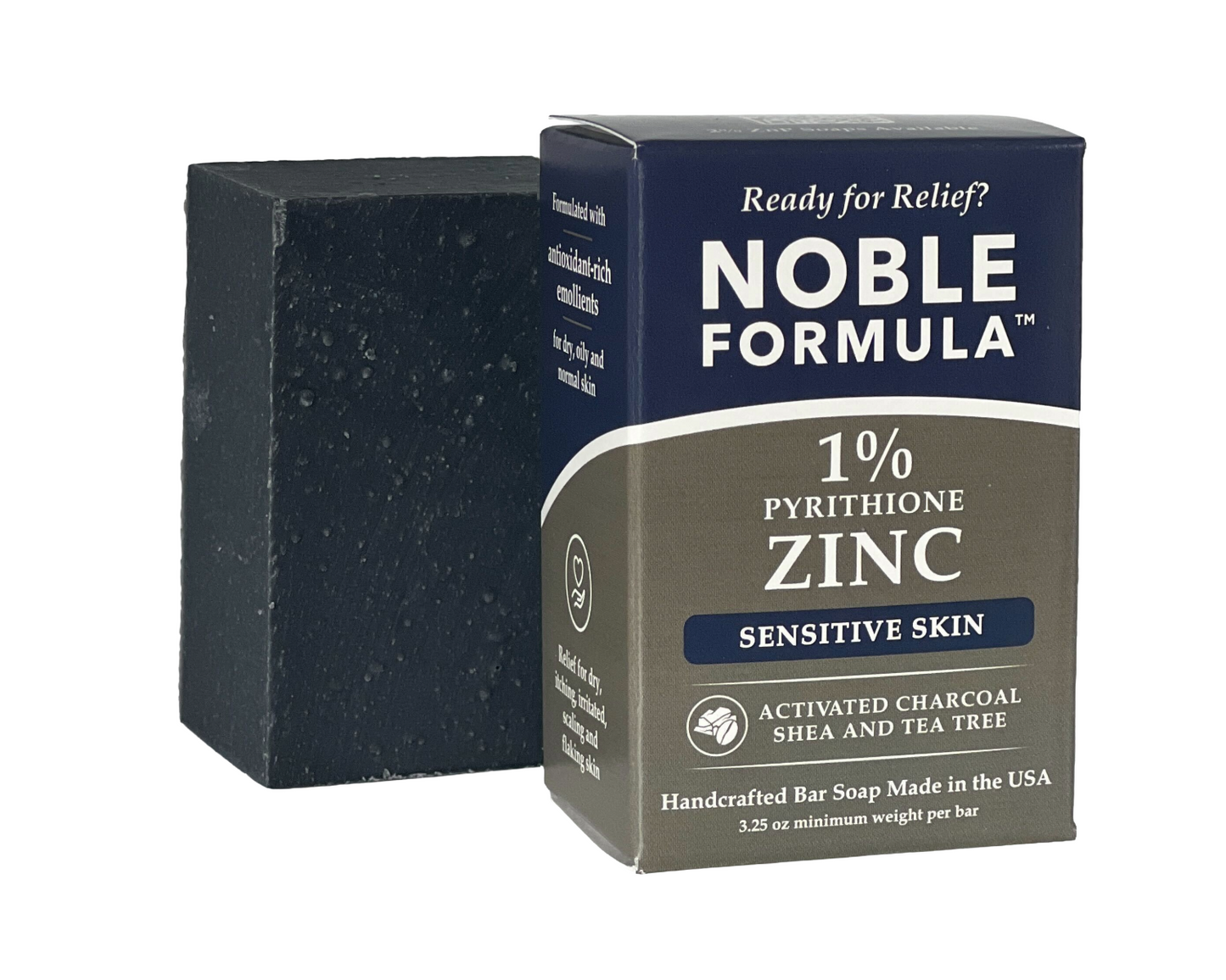 ACTIVATED CHARCOAL + SHEA & TEA TREE 1% ZnP BAR SOAP