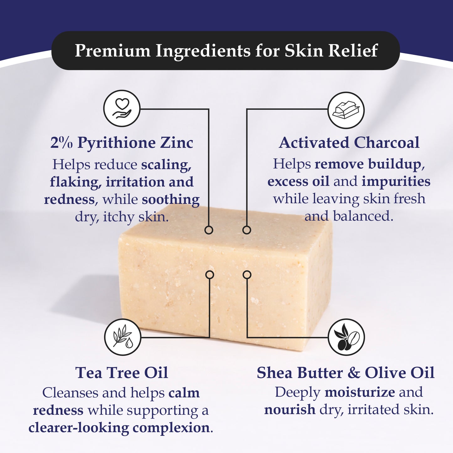 ACTIVATED CHARCOAL + SHEA & TEA TREE 2% ZnP BAR SOAP