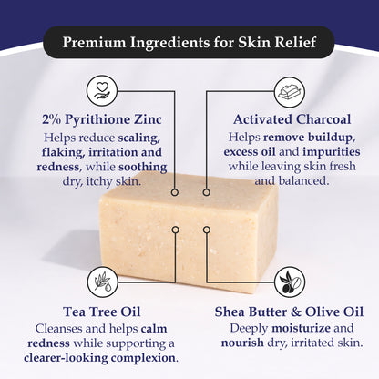 ACTIVATED CHARCOAL + SHEA & TEA TREE 2% ZnP BAR SOAP